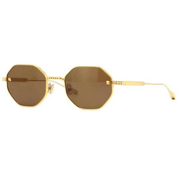 NEW VALENTINO SUNGLASSES GOLD BROWN WOMEN EYEWEAR VALENTINO VLS-122C